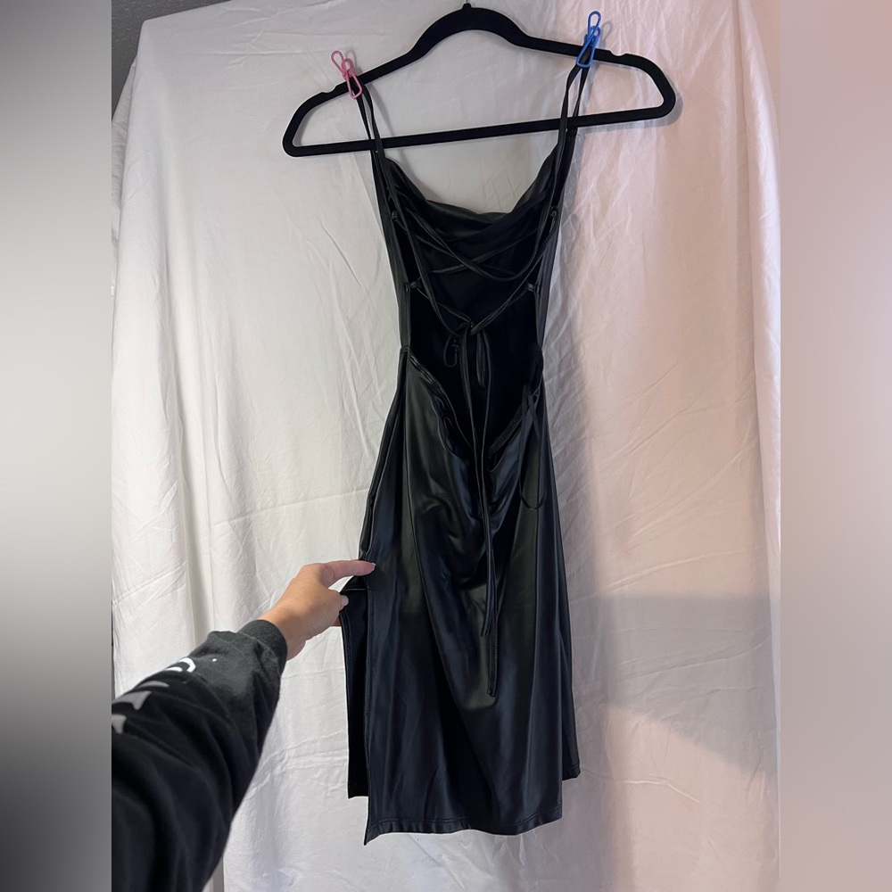Sexy strappy pleather dress